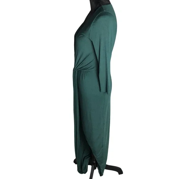 LOVERS+FRIENDS NWT Sexy Green Sexy Deep V Neck High Low Maxi Party Dress $178 M